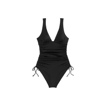 Victoria's Secret Ruched Plunge One-Piece Swimsuit / Black One-piece Swimsuit Women's Black