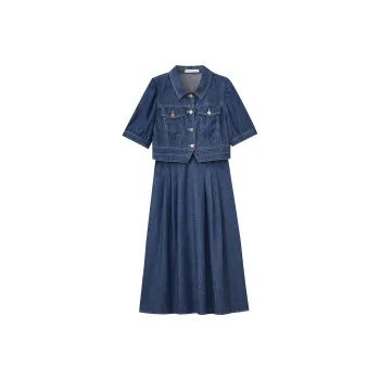 SHUIYUNJIAN Skirt Set Women's Denim Blue