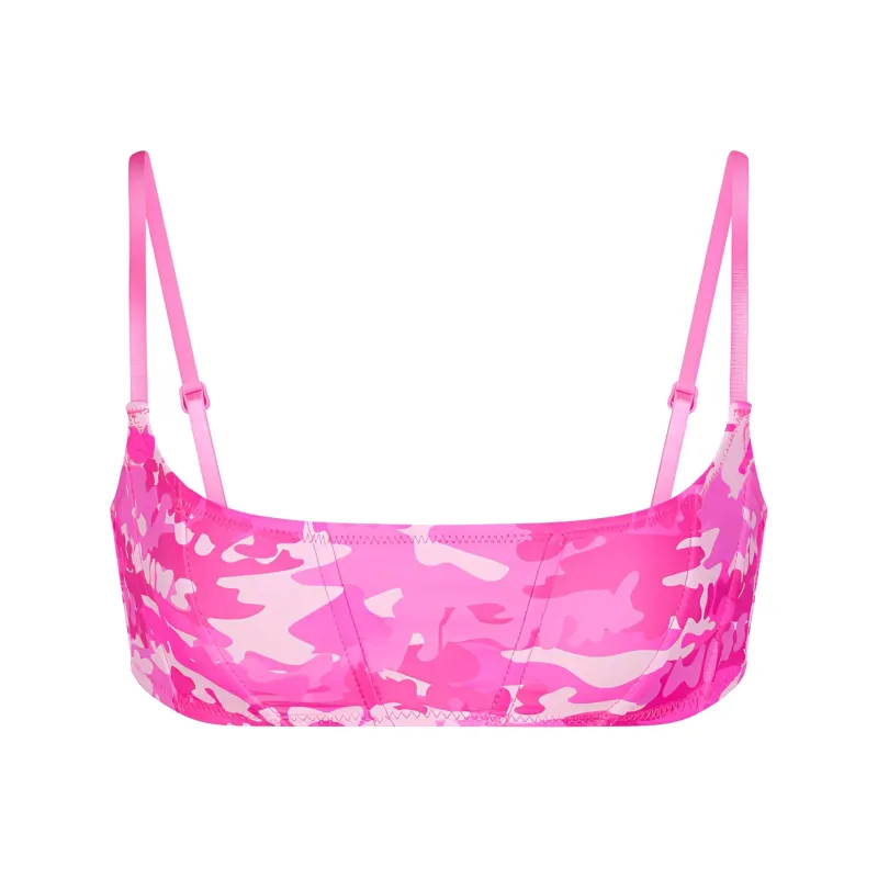 SKIMS SIGNATURE SWIM CORSET BIKINI TOP Bikini Women's Pink Skims Camo/Pink Camouflage-0