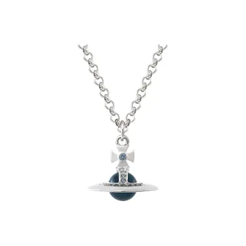 Vivienne Westwood Brass Metal Crystal Necklaces Men's Silver/Denim Blue