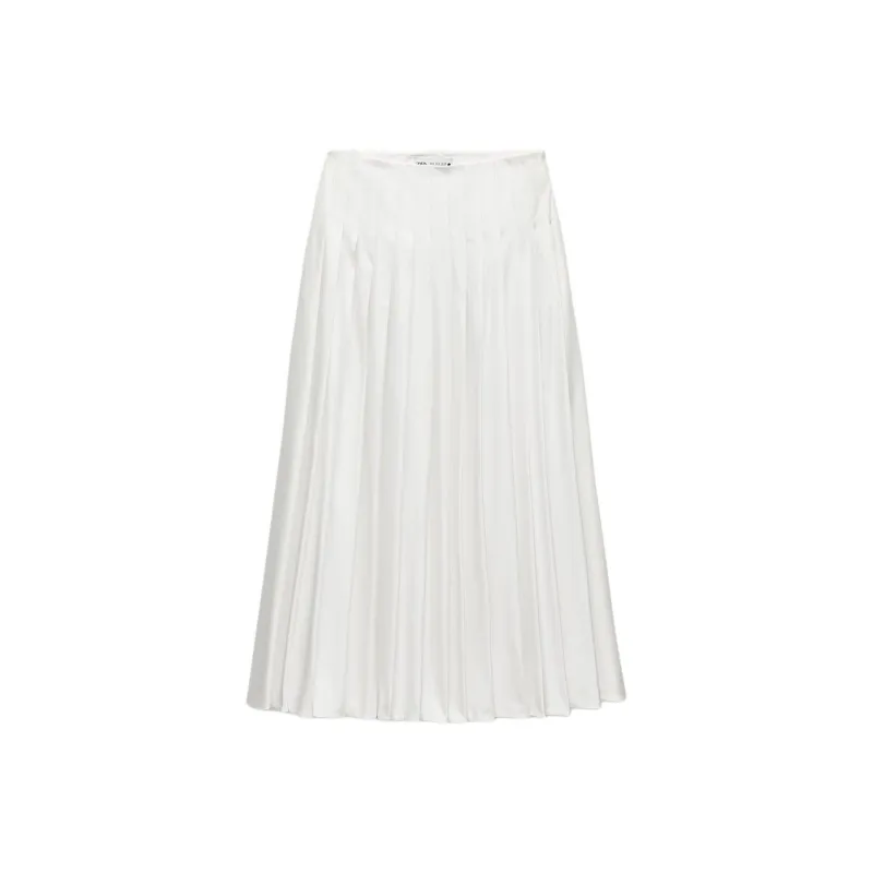 ZARA ZW Series Casual Long Skirts Women's White-0
