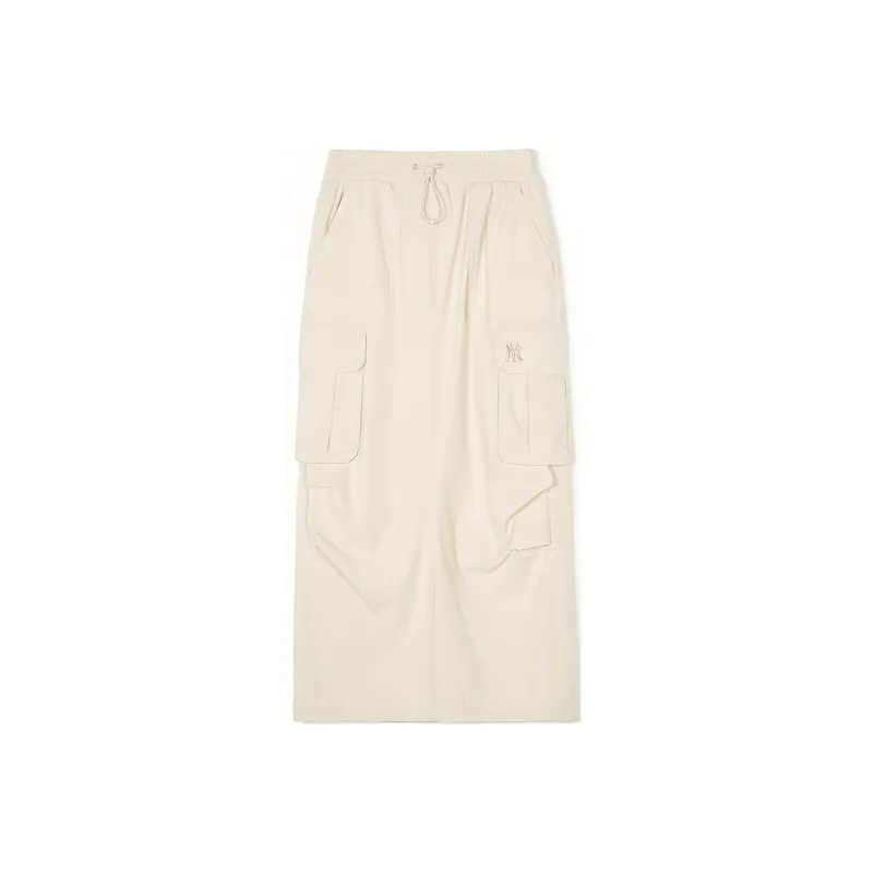 MLB New York Yankees Casual Long Skirt Women's Linen Cream-0