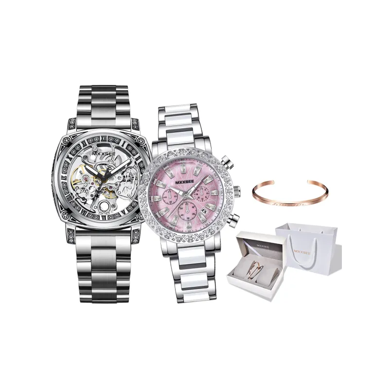 MXXSEE Automatic Mechanical Movement Steel Strap Watch Unisex White Dial-8