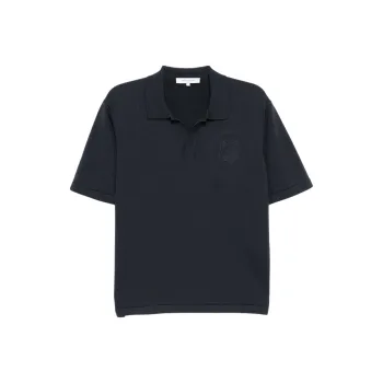 Maison Kitsune Bold Fox Head Embroidered Knitted Polo Shirt