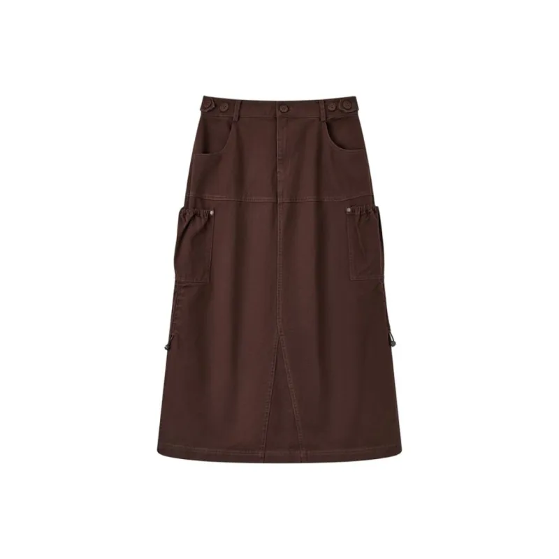 EICHITOO Casual Long Skirts Women's Brick Red-0