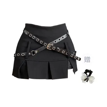 TUSHIFEI Casual Short Skirts Women's Black+Hair Tie Comes With