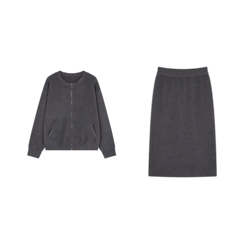 Mo Han Yi Mei Skirt Set Women's Gray-0