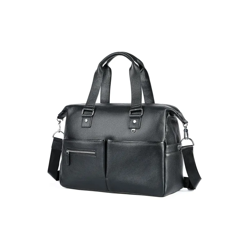 DOSRFINI Cow Leather One Shoulder Handbag Men's Black-0