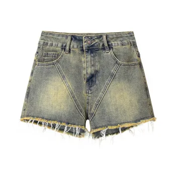 Wen Shan Denim Shorts Women's Yellow Mud