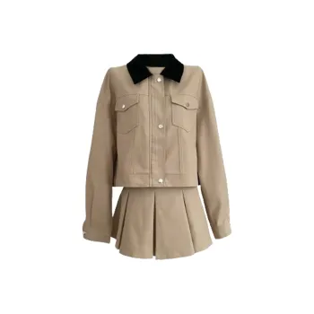 XUANSHU Skirt Set Women's Khaki