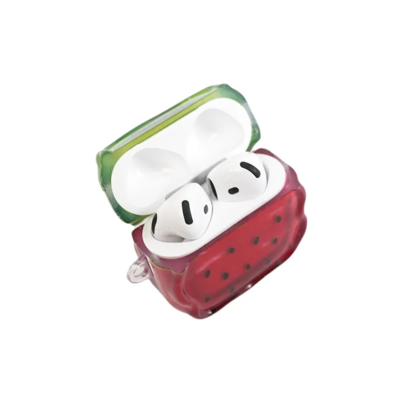 Wei Xin Apple AirPods 4/2/3/4th Generation/AirPods Pro/Pro 2 TPU Wave Edge Watermelon Pendant Headphone Cases-2