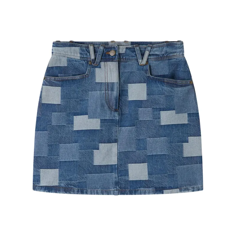 A.P.C Mary-Jane High-Waist Patchwork Mini Skirt-0