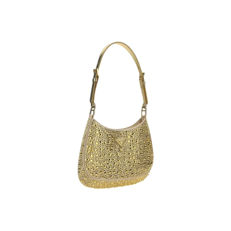 PRADA Cleo Crystal Shoulder Bag Mini Women's Gold-1