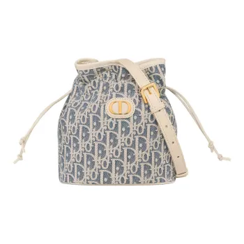 DIOR 30 Montaigne Cotton Bucket Bag, Shoulder Bag, Crossbody Bag Mini Women's Blue