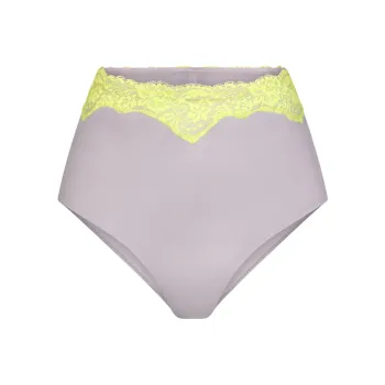 SKIMS LACE SWIM HIGH-WAISTED FULL BRIEF Swimming Shorts Women's Chrome/Chrome-Plated