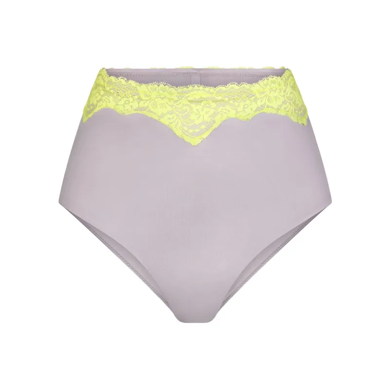 SKIMS LACE SWIM HIGH-WAISTED FULL BRIEF Swimming Shorts Women's Chrome/Chrome-Plated-0