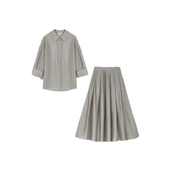 IHIMI Two Piece Skirt Sets Women's Gray
