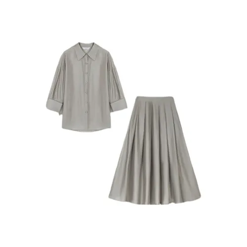 IHIMI Two Piece Skirt Sets Women's Gray