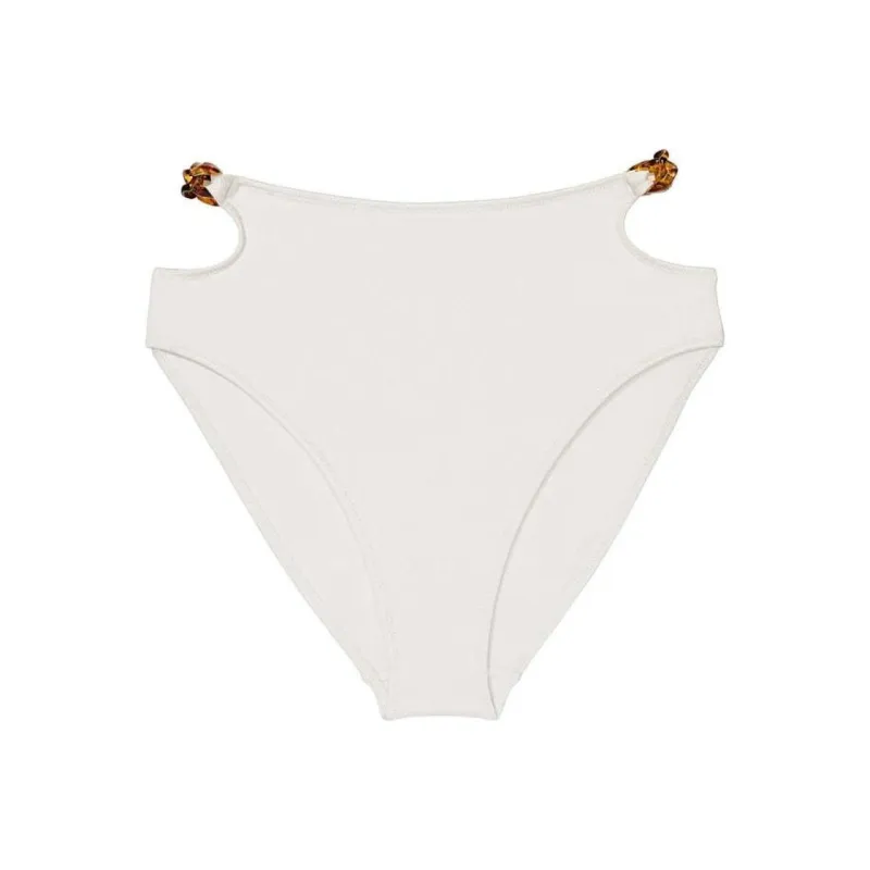 Victoria's Secret Chain-Link High-Waist Full-Coverage Bikini Bottom / CW Swimming Shorts Women's Coconut White-0