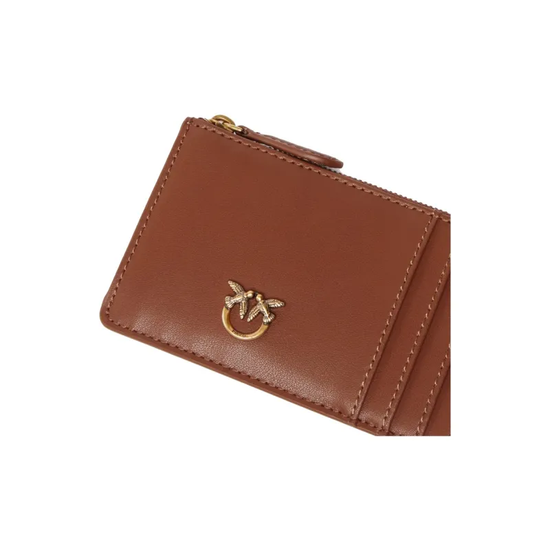 PINKO Leather Card Holder Women's Brown-3