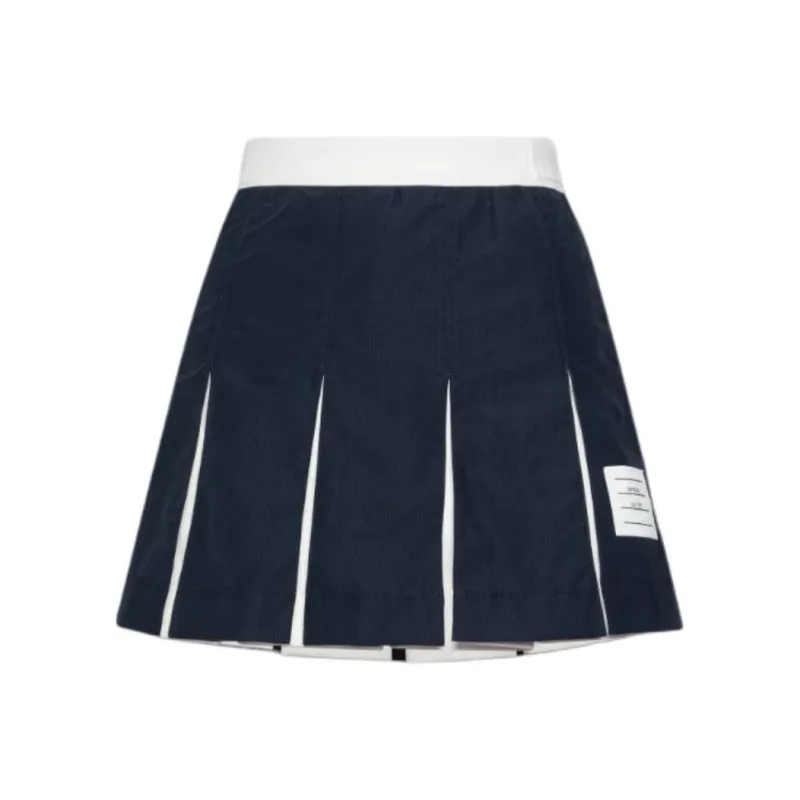 THOM BROWNE Pleated Ripstop Miniskirt-0