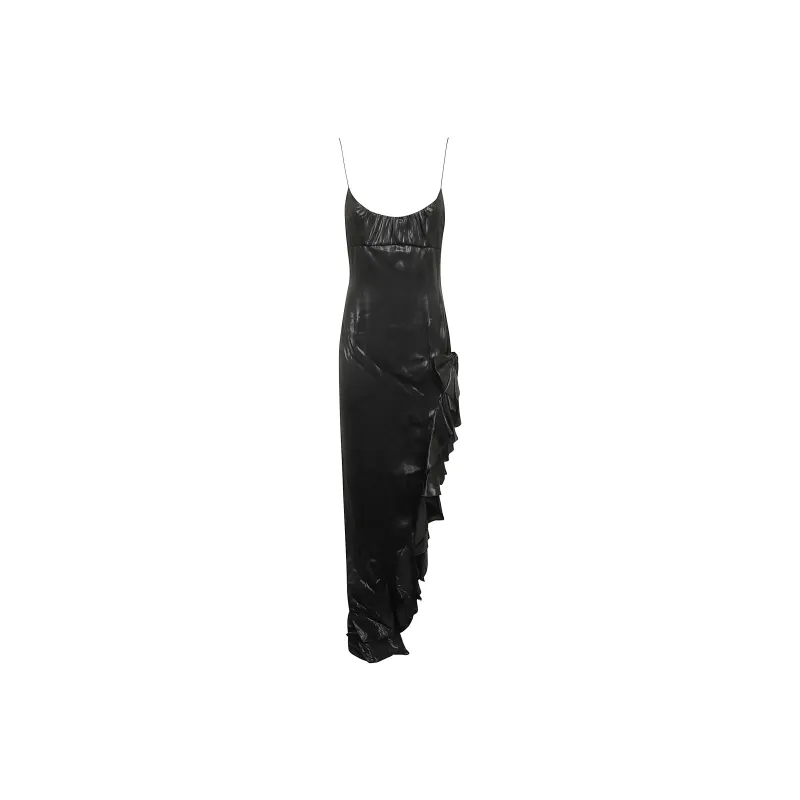 Alessandra Rich Ruffled Asymmetrical Midi Dress-0