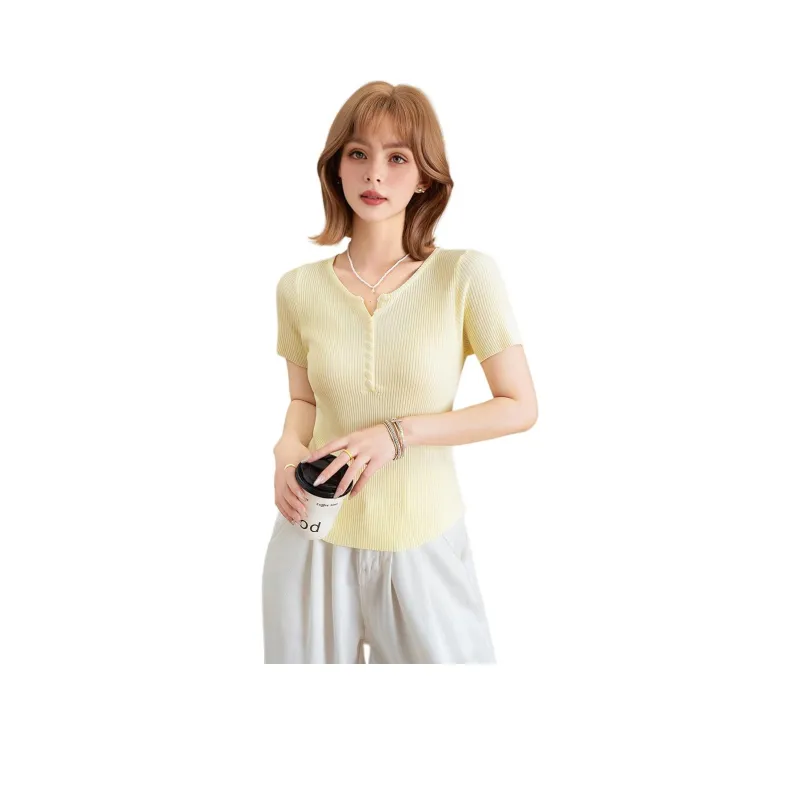 FAWENXIANGZI T Shirts Women's Yellow-0