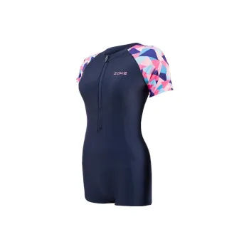 ZOKE One Piece Swimsuits Women's Dark Blue/Rose Pink Blue Flower