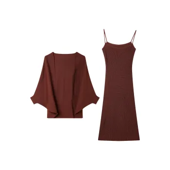 MKBY Fall Winter Skirt Set Women's Brown
