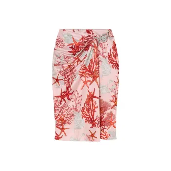 VERSACE Barocco Sea High Waist Gathered Midi Skirt