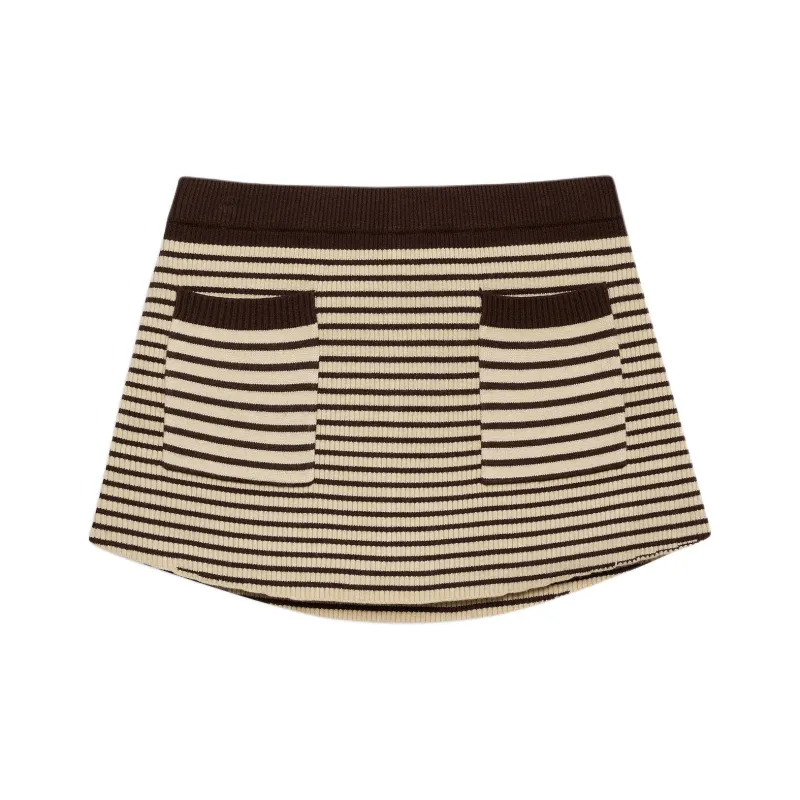 Victoria's Secret Frankies Bikinis Mila Cloud Knit Skort / 70S Stripe Casual Short Skirts Women's Stripes-0