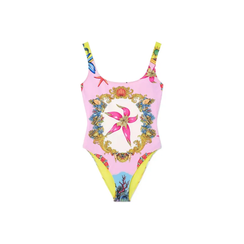 VERSACE Trésor De La Mer Print Swimsuit 'Light Blue/Multicolor'-0