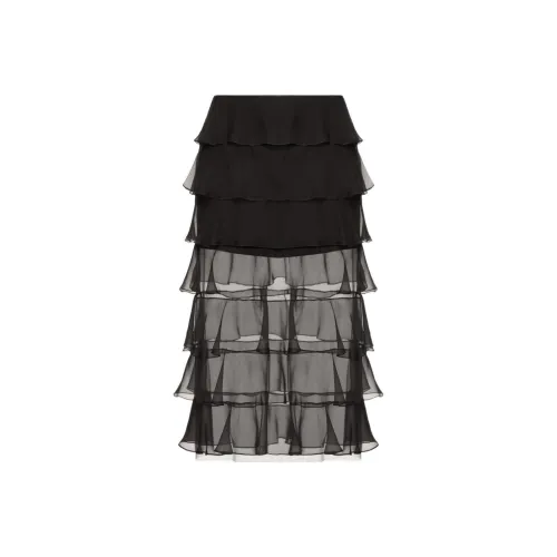 Valentino Ruffled Chiffon Midi Skirt