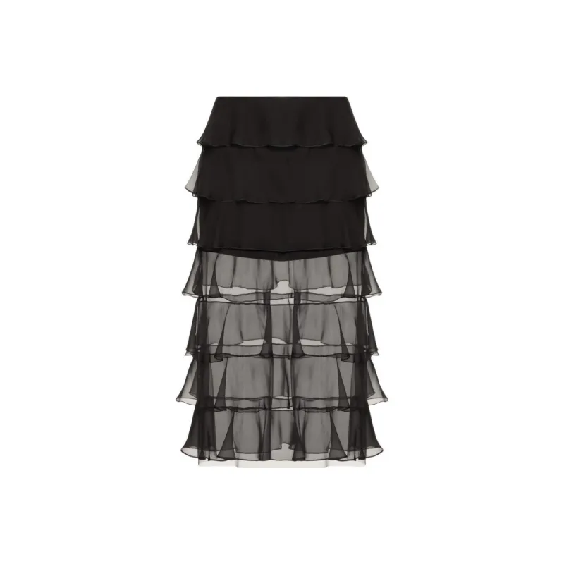 Valentino Ruffled Chiffon Midi Skirt-0
