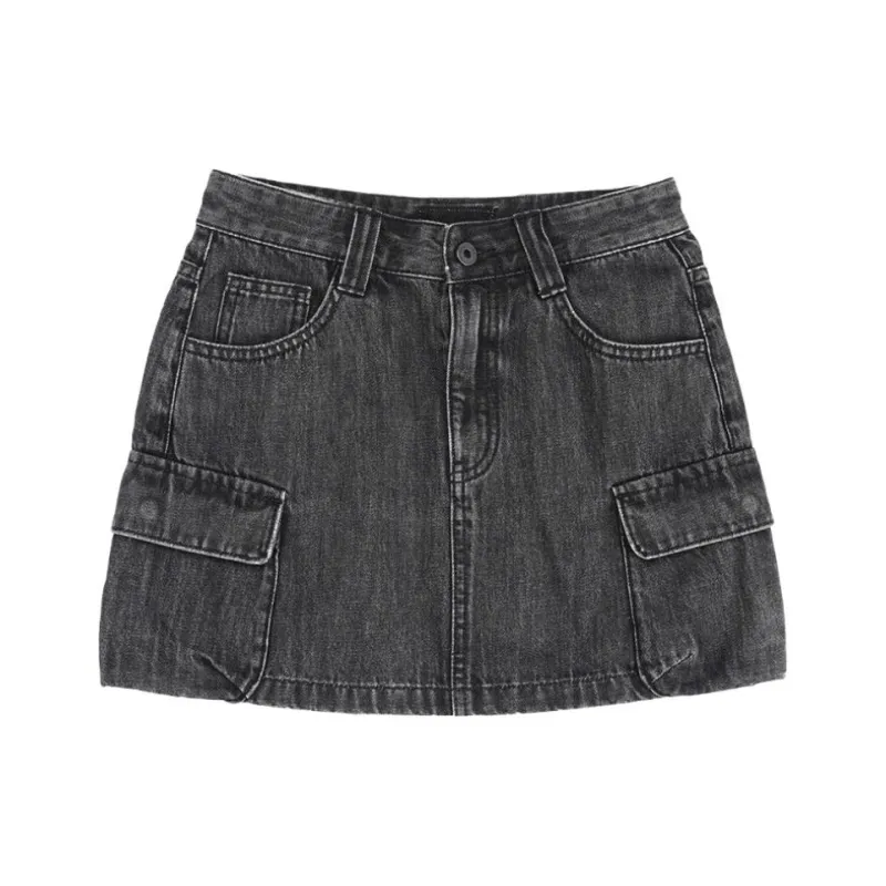 A21 Denim Short Skirts Women's Black Gray Color-0