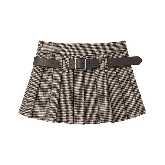 DOKZB Casual Short Skirts Women's Brown-0