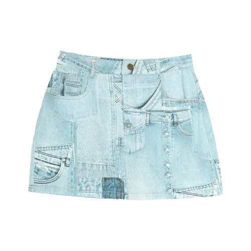 SETIROM Denim Short Skirts Women's Blue