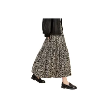 Cypress House Casual Long Skirt Women's Black Yellow Floral