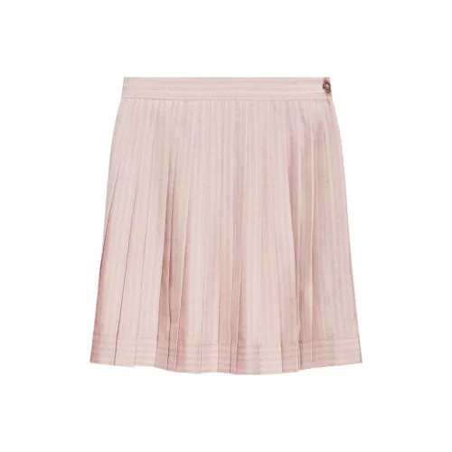 VERSACE Pinstripe Chain Silk Twill Skirt 'Pink/Milk'