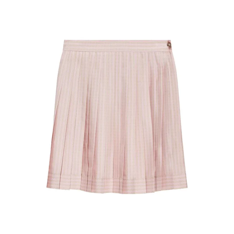 VERSACE Pinstripe Chain Silk Twill Skirt 'Pink/Milk'-0