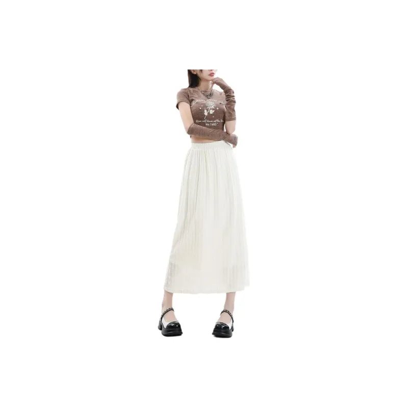 ZAVK Casual Long Skirts Women's Milk White-0