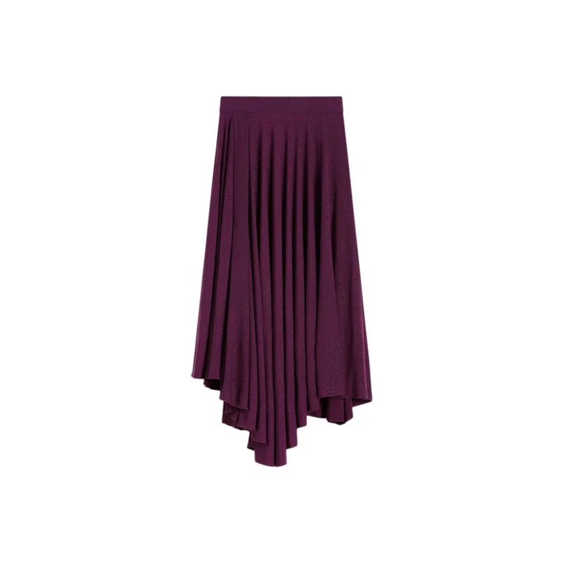 SCANLAN THEODORE Tinsel Drape Skirt Casual Long Skirts Women's Aubergine/Eggplant Purple-0