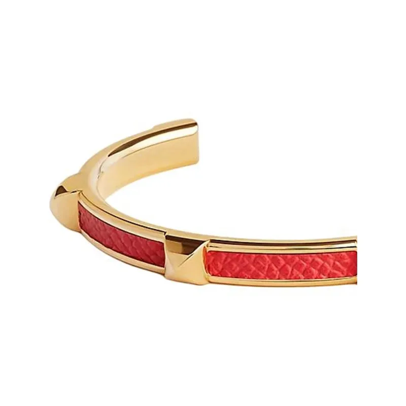 HERMES Calfskin Bangles Unisex Red-1