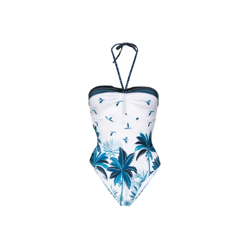 Farm Rio Tropical print Halterneck Swimsuit-0