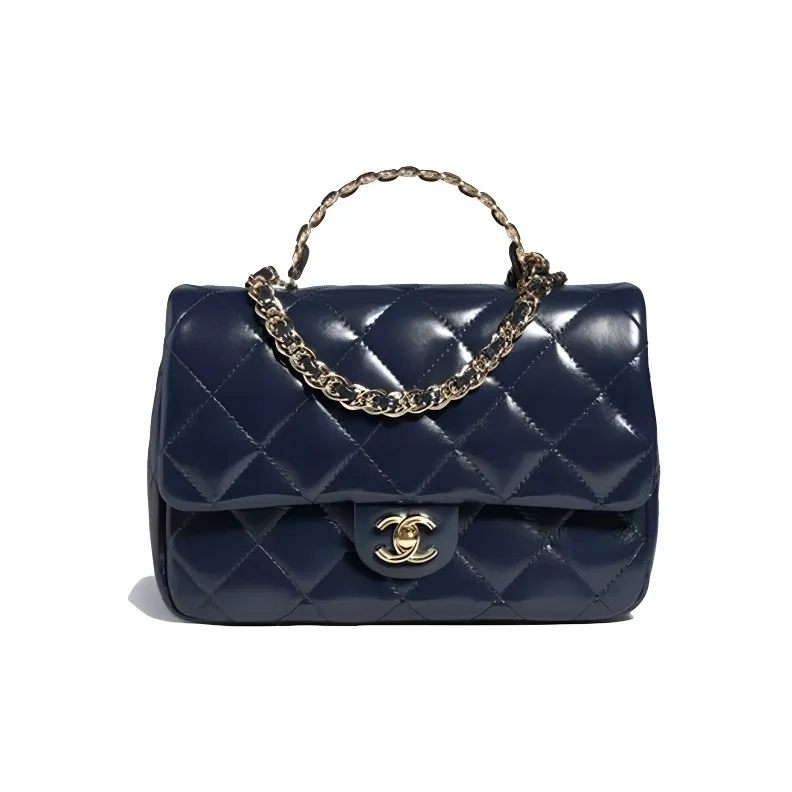 CHANEL Classic Flap CF Lambskin Handbag, Shoulder Bag, Crossbody Bag Medium Size Women's Dark Blue-0