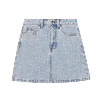 Self portrait Denim Short Skirts Women's Light Denim Blue