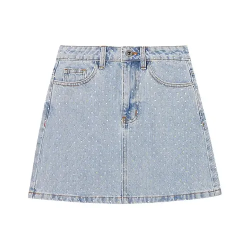 Self portrait Denim Short Skirts Women's Light Denim Blue