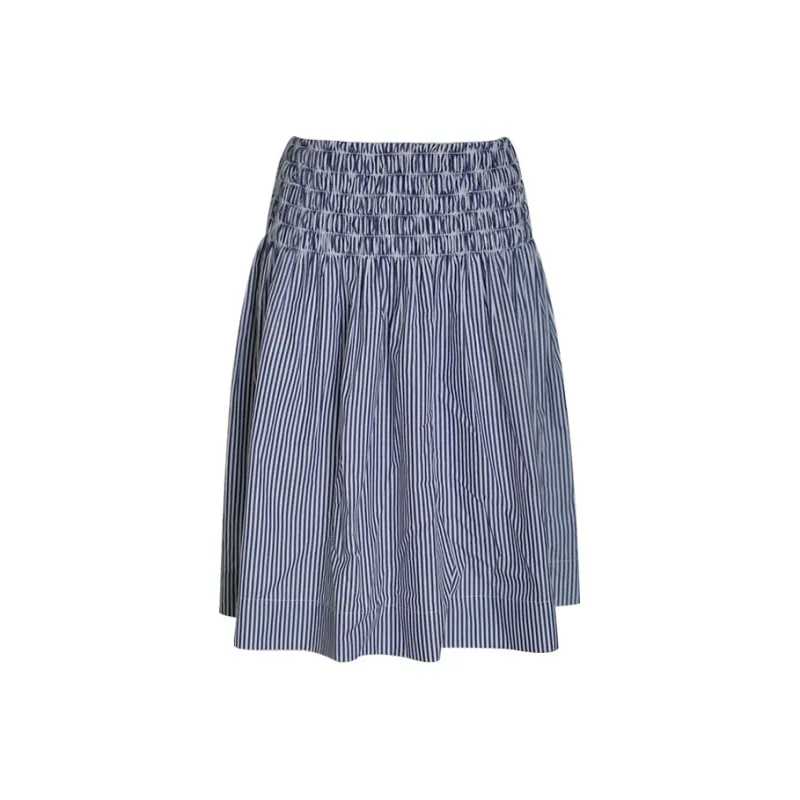 Little Pull Casual Long Skirts Women's Blue White Stripes-0