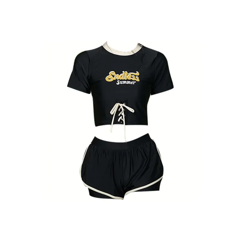 Hao Zhilang Two Piece Swimsuit Women's Black-0