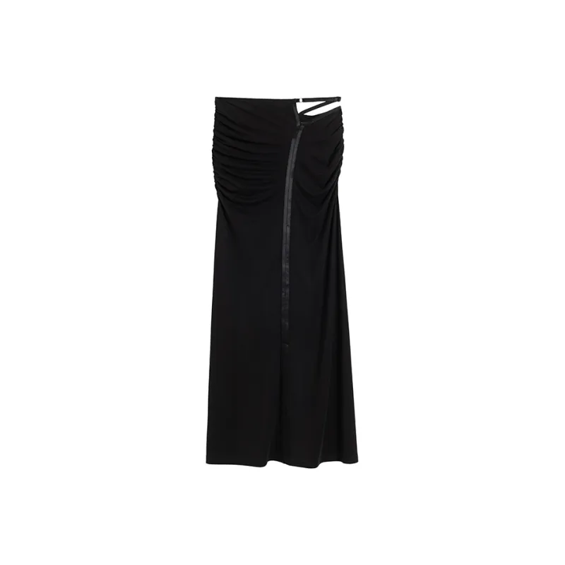 Ouyang Casual Long Skirts Women's Black-0